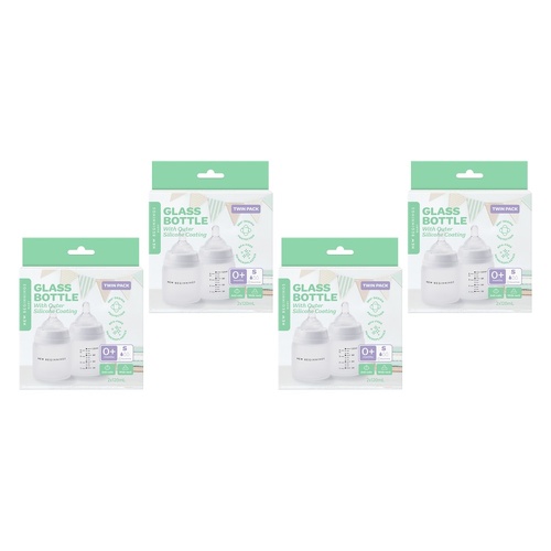 New Beginnings Glass Bottle with Outer Silicone 120mL Twin Pack Bundle of 4