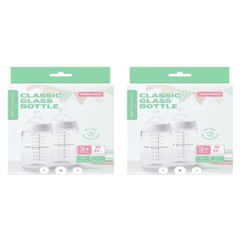 New Beginnings Classic Glass Bottle 2 x 240mL Pack of 2