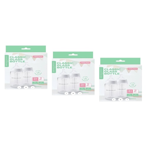 New Beginnings Classic Glass Bottle 2 x 240mL Pack of 3