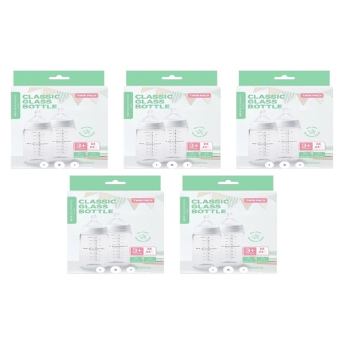 New Beginnings Classic Glass Bottle 2 x 240mL Pack of 5