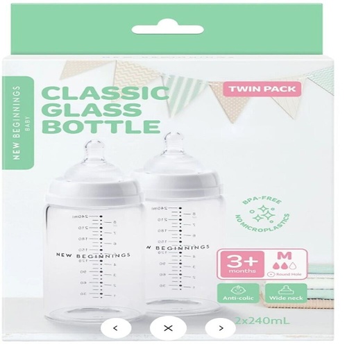 New Beginnings Classic Glass Bottle 2 x 240mL