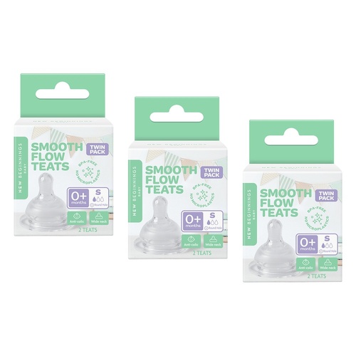 New Beginnings Silicone Teat Small Twin Pack Bundle of 3