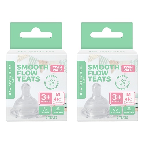 New Beginnings Silicone Teat Medium Twin Pack Bundle of 2