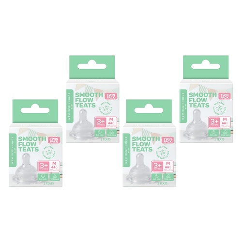 New Beginnings Silicone Teat Medium Twin Pack Bundle of 4
