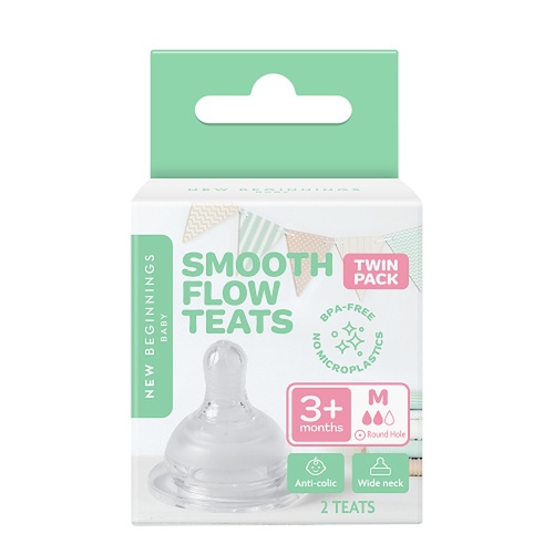 New Beginnings Silicone Teat Medium Twin Pack