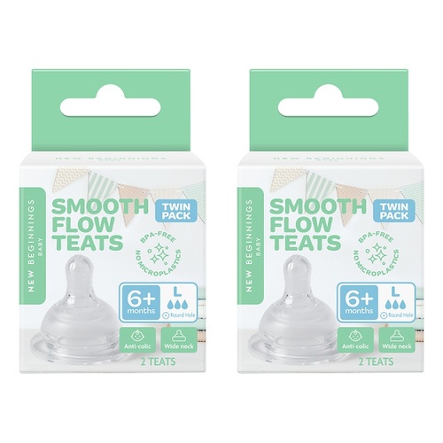 New Beginnings Silicone Teat Large Twin Pack Bundle of 2