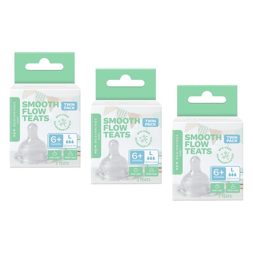 New Beginnings Silicone Teat Large Twin Pack Bundle of 3