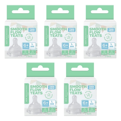 New Beginnings Silicone Teat Large Twin Pack Bundle of 5