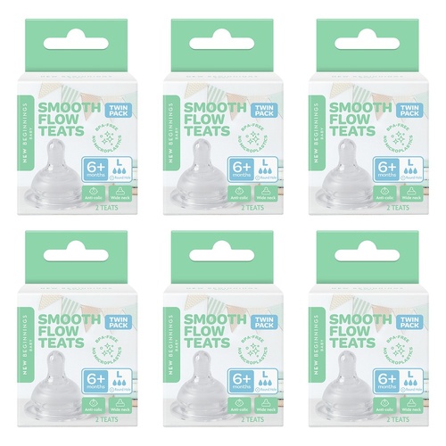 New Beginnings Silicone Teat Large Twin Pack Bundle of 6