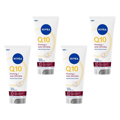 NIVEA Q10 Firming + Anti-Wrinkle Neck & Chest Cream 200mL Pack of 4