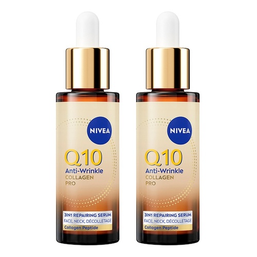 NIVEA Q10 Anti-Wrinkle Collagen Pro 3-in-1 Repairing Serum 30mL Pack of 2
