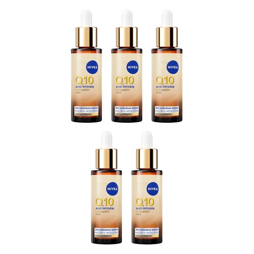 NIVEA Q10 Anti-Wrinkle Collagen Pro 3-in-1 Repairing Serum 30mL Pack of 5