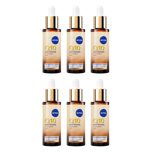 NIVEA Q10 Anti-Wrinkle Collagen Pro 3-in-1 Repairing Serum 30mL Pack of 6