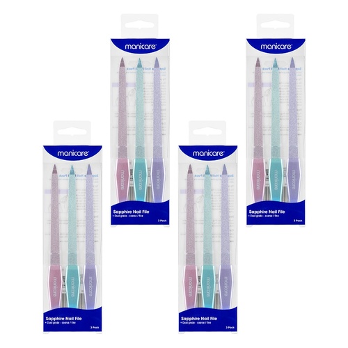 Manicare Sapphire Nail File 3 Pack x 6 Bundle of 4