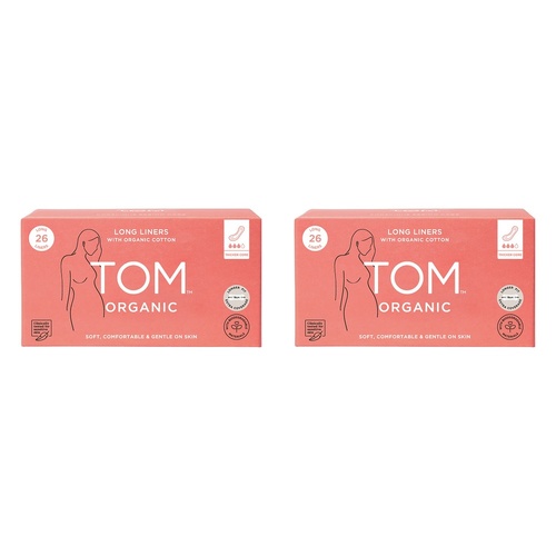 TOM Organic Liners Long & Thick 26 Pack x 4 Bundle of 2