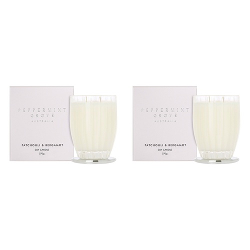 Peppermint Grove Patchouli & Bergamot Scented Soy Candle 370g Pack of 2