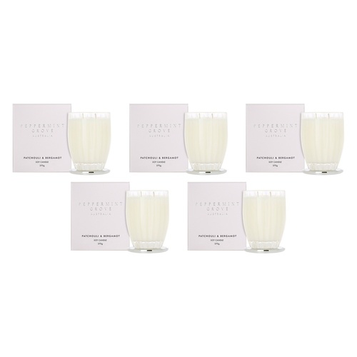 Peppermint Grove Patchouli & Bergamot Scented Soy Candle 370g Pack of 5