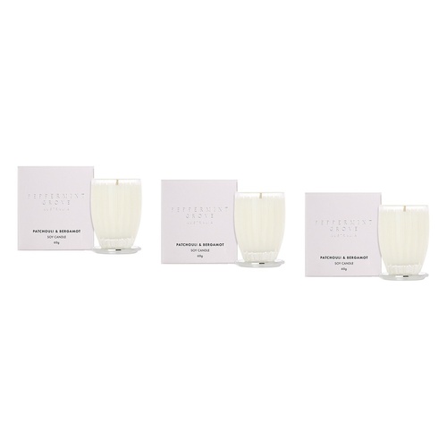 Peppermint Grove Patchouli & Bergamot Scented Soy Candle 60g Pack of 3