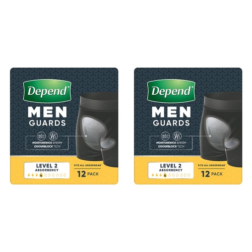 Depend Guard Level 2 Men 12 Pack x 2 Bundle of 2