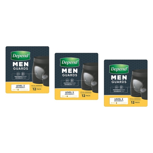 Depend Guard Level 2 Men 12 Pack x 2 Bundle of 3