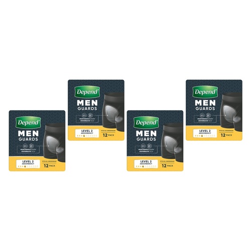 Depend Guard Level 2 Men 12 Pack x 2 Bundle of 4