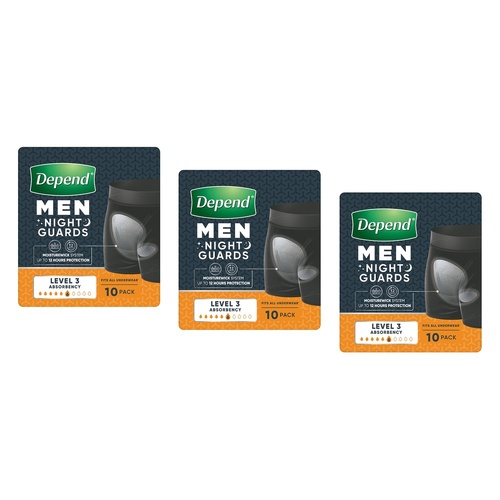 Depend Guard Level 3 Men 10 Pack x 2 Bundle of 3