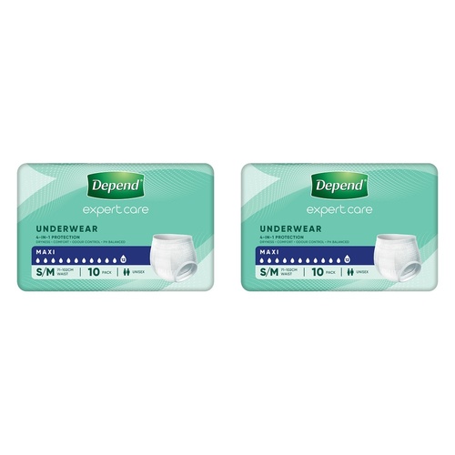 Depend Underwear Maxi Medium 10 Pack x 4 Bundle of 2