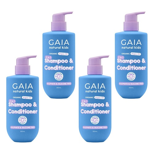 GAIA Natural Kids 2 in 1 Shampoo & Conditioner 350mL Pack of 4