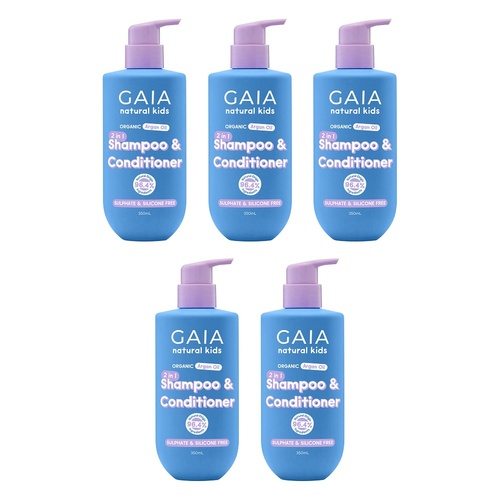 GAIA Natural Kids 2 in 1 Shampoo & Conditioner 350mL Pack of 5