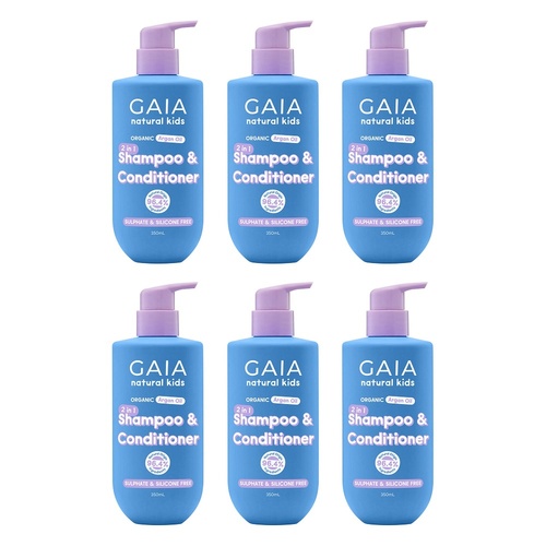 GAIA Natural Kids 2 in 1 Shampoo & Conditioner 350mL Pack of 6