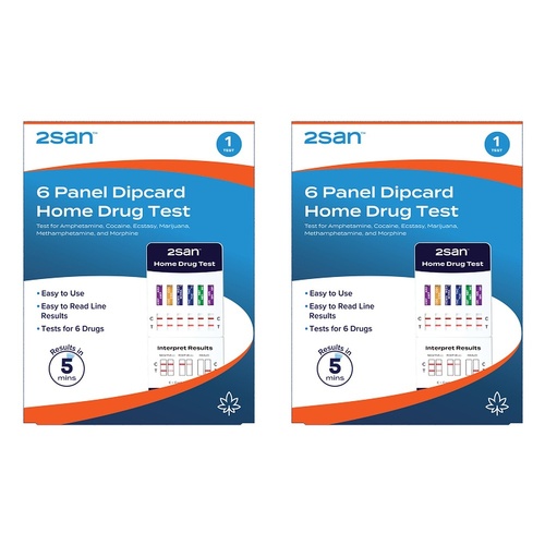 2San 6 Panel Dipcard Home Drug Test Pack of 2