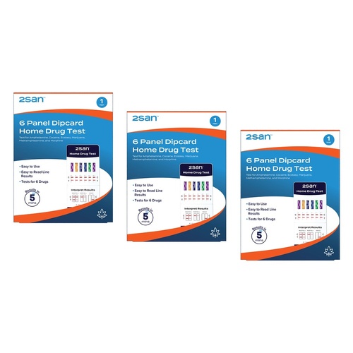 2San 6 Panel Dipcard Home Drug Test Pack of 3