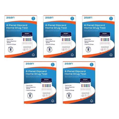 2San 6 Panel Dipcard Home Drug Test Pack of 5
