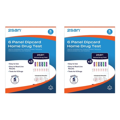 2SAN 6 Panel Dipcard Home Drug Test 5 Pack Bundle of 2
