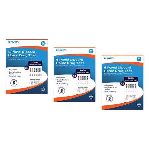 2SAN 6 Panel Dipcard Home Drug Test 5 Pack Bundle of 3