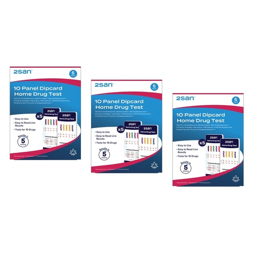 2San 10 Panel Dipcard Home Drug Test 5 Pack Bundle of 3