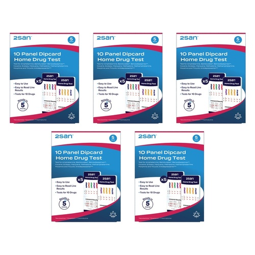 2San 10 Panel Dipcard Home Drug Test 5 Pack Bundle of 5