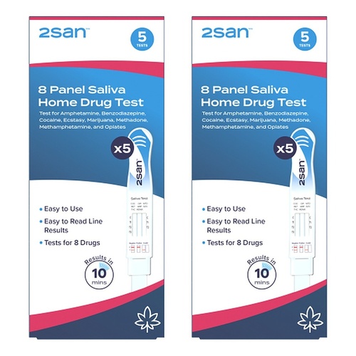 2San 8 Panel Saliva Home Drug Test 5 Pack Bundle of 2