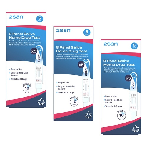 2San 8 Panel Saliva Home Drug Test 5 Pack Bundle of 3