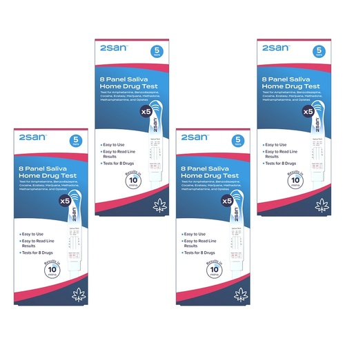 2San 8 Panel Saliva Home Drug Test 5 Pack Bundle of 4