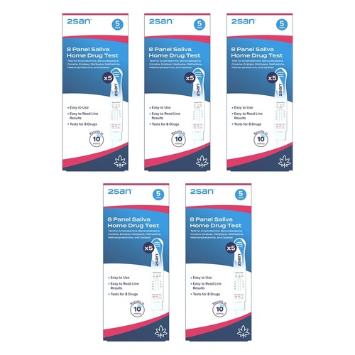 2San 8 Panel Saliva Home Drug Test 5 Pack Bundle of 5
