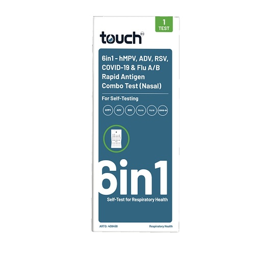 TouchBio 6-in-1 HMPV, ADV, RSV, COVID-19 & Flu A/B Rapid Antigen Test 1 Test