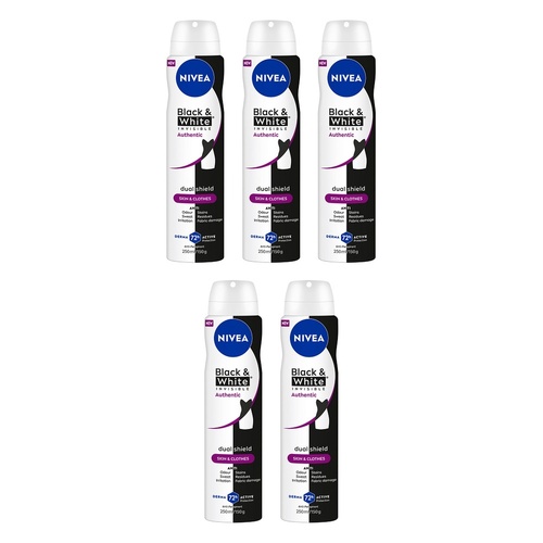 NIVEA Deo Aero Invisible Black & White Authentic 250mL Pack of 5