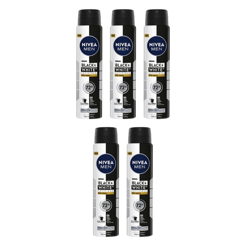 Nivea Men Black & White Invisible Epic Night Aerosol 250mL Pack of 5