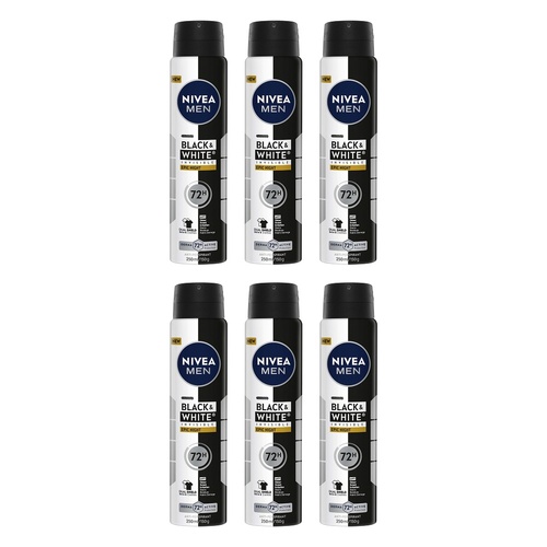 Nivea Men Black & White Invisible Epic Night Aerosol 250mL Pack of 6