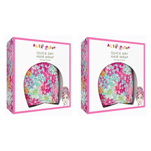 Alex Mason Quick Dry Hair Wrap Floral Pack of 2