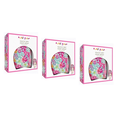 Alex Mason Quick Dry Hair Wrap Floral Pack of 3