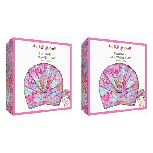 Alex Mason Turban Shower Cap Floral Pack of 2