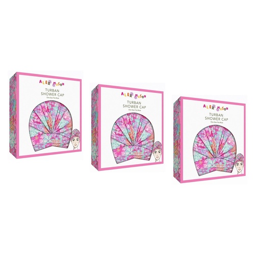 Alex Mason Turban Shower Cap Floral Pack of 3