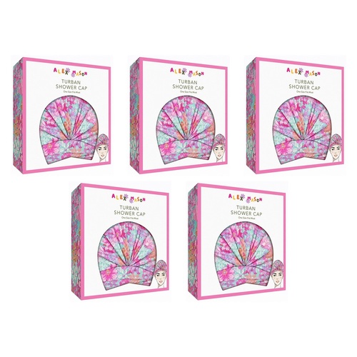 Alex Mason Turban Shower Cap Floral Pack of 5